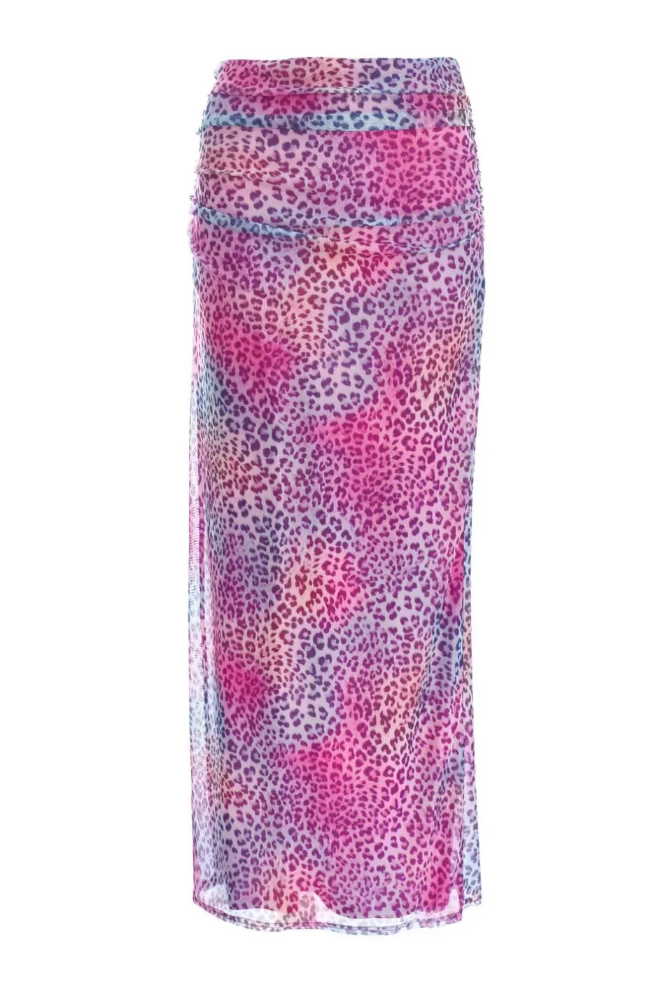 Quiz Multicolored Leopard Print Mesh Maxi Skirt Hot