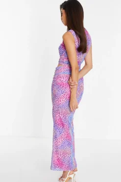Quiz Multicolored Leopard Print Mesh Maxi Skirt Hot