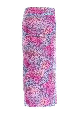 Quiz Multicolored Leopard Print Mesh Maxi Skirt Hot