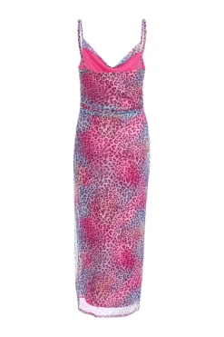Quiz Multicoloured Animal Print Mesh Midaxi Dress Clearance