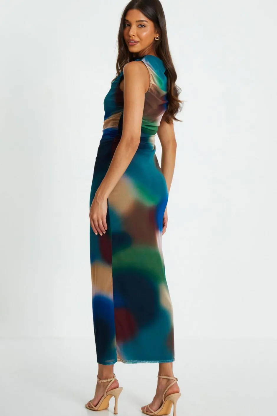 Quiz Multicoloured Brushstroke Print Sleeveless Midaxi Dress Best