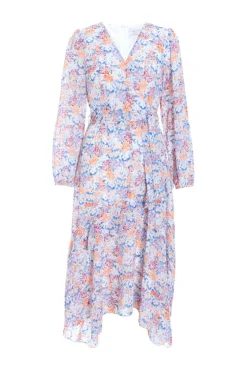 Quiz Multicoloured Ditsy Print Chiffon Wrap Midi Dress Clearance
