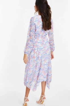 Quiz Multicoloured Ditsy Print Chiffon Wrap Midi Dress Clearance