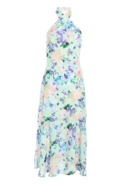 Quiz Multicoloured Floral Halter Neck Midi Dress Discount