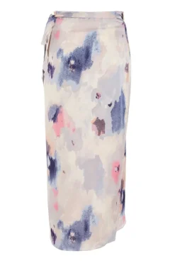 Quiz Multicoloured Marble Print Wrap Midi Skirt Clearance