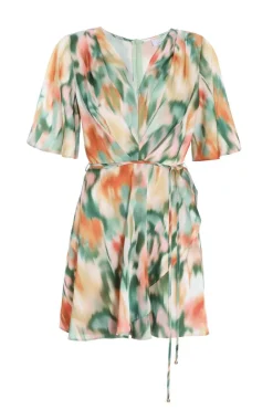 Quiz Multicoloured Marble Print Satin Playsuit Discount