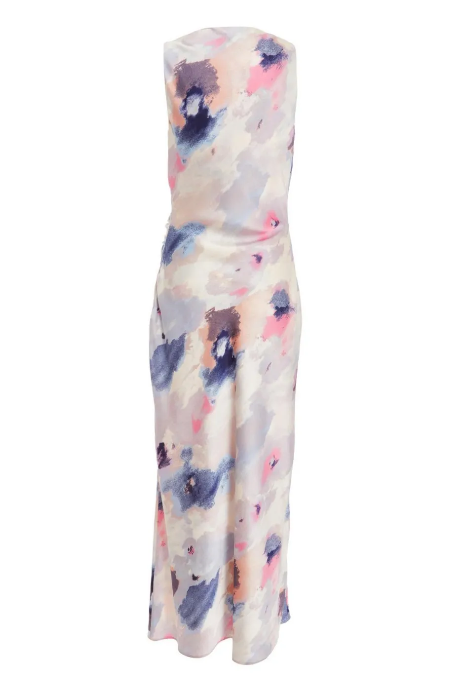 Quiz Multicoloured Marble Satin Twist Shoulder Midaxi Dress Discount