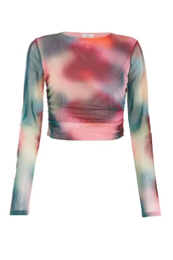 Quiz Multicoloured Ombre Mesh Crop top Discount