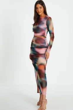 Quiz Multicoloured Ombre Mesh Crop top Discount