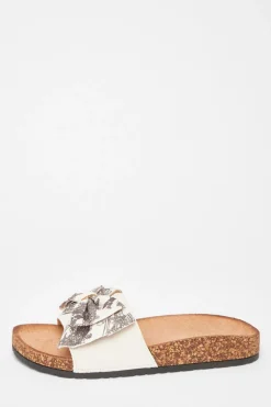 Quiz Bow Flat Sandals Natural Discount