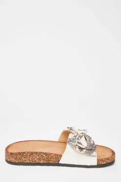 Quiz Bow Flat Sandals Natural Discount