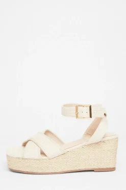 Quiz Natural Cross Strap Wedges Sale