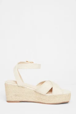Quiz Natural Cross Strap Wedges Sale