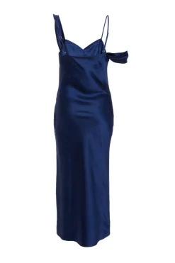 Quiz Asymmetric Cowl Midaxi Dress Navy Hot