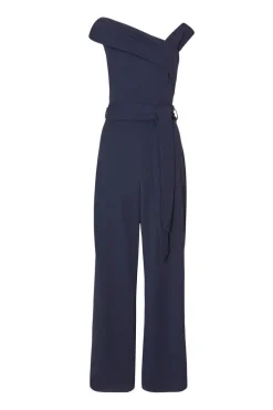 Quiz Navy Asymmetric Wide Leg Jumpsuit Outlet