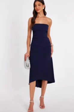 Quiz Bandeau Midi Dress Navy Hot