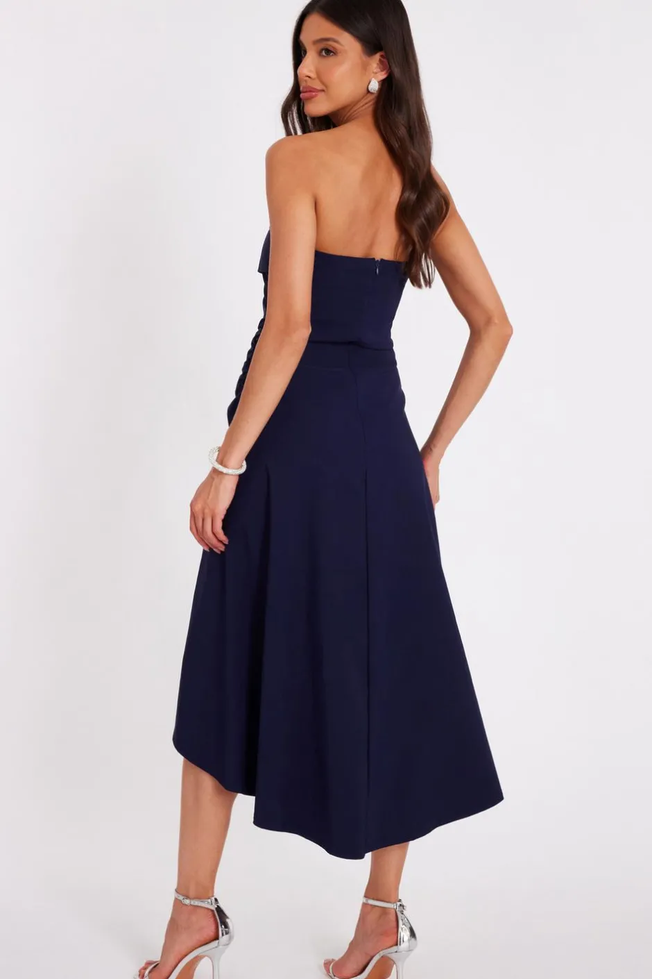 Quiz Bandeau Midi Dress Navy Hot