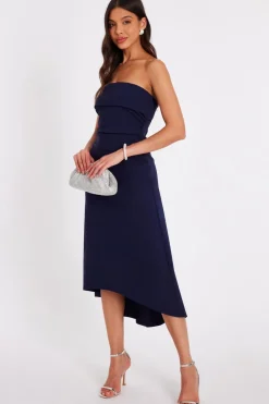 Quiz Bandeau Midi Dress Navy Hot
