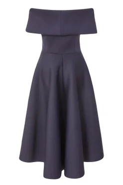 Quiz Navy Bardot Bow Skater Dress New