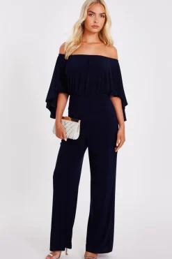 Quiz Navy Bardot Jumpsuit Discount