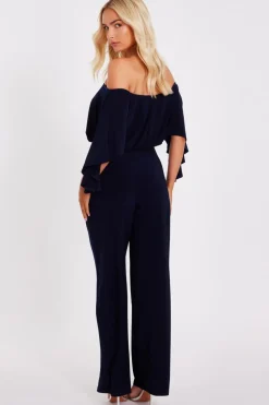 Quiz Navy Bardot Jumpsuit Discount