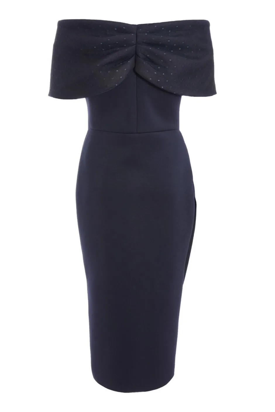 Quiz Navy Bardot Ruched Midi Dress Best