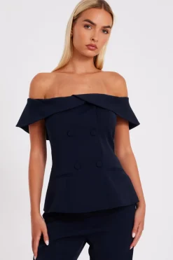 Quiz Bardot Waistcoat Navy New
