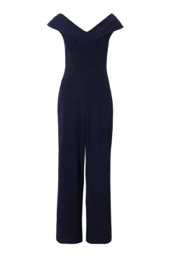 Quiz Navy Bardot Wide Leg Jumpsuit Sale