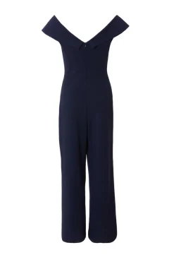 Quiz Navy Bardot Wide Leg Jumpsuit Sale