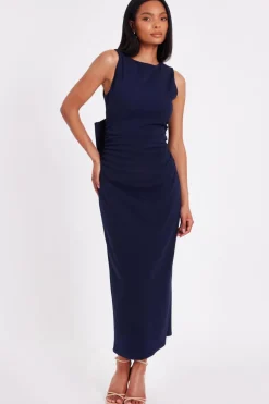 Quiz Navy Bow Back Midaxi Dress Outlet