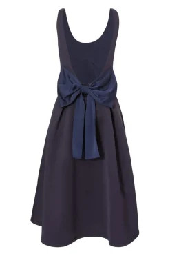 Quiz Bow Back Midi Dress Navy Discount