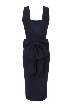Quiz Navy Bow Back Midi Dress Clearance