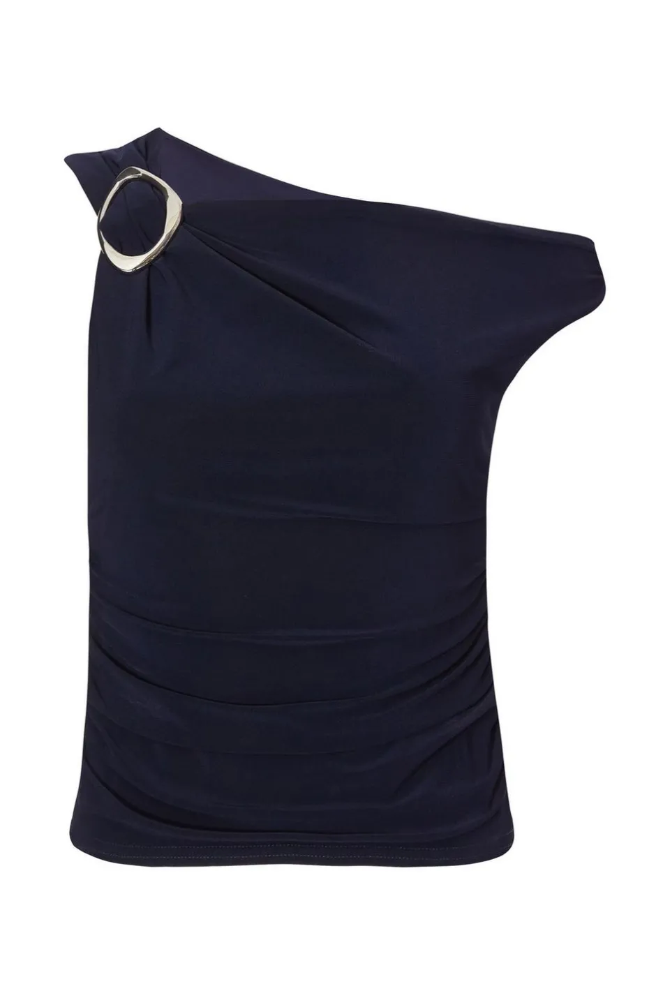 Quiz Navy Buckle Detail Ruched Top Clearance