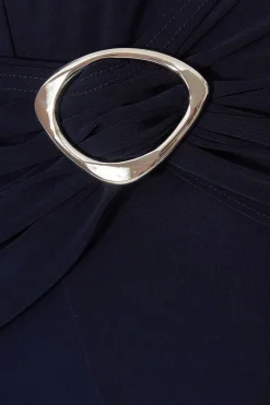 Quiz Navy Buckle Detail Trousers Discount