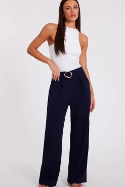 Quiz Buckle Palazzo Trousers Navy New