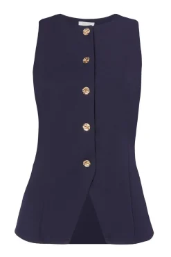 Quiz Button Front Waistcoat Navy Clearance