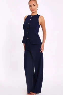 Quiz Button Front Waistcoat Navy Clearance
