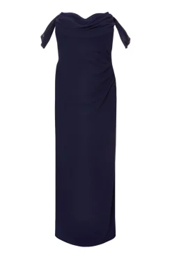 Quiz Chiffon Bardot Maxi Dress Navy Clearance