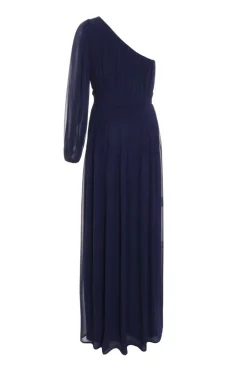 Quiz Navy Chiffon One Sleeve Maxi Dress Online