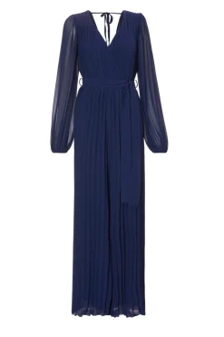 Quiz Navy Chiffon Pleated Jumpsuit Discount