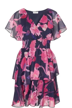 Quiz Navy Chiffon Tiered Mini Dress Sale