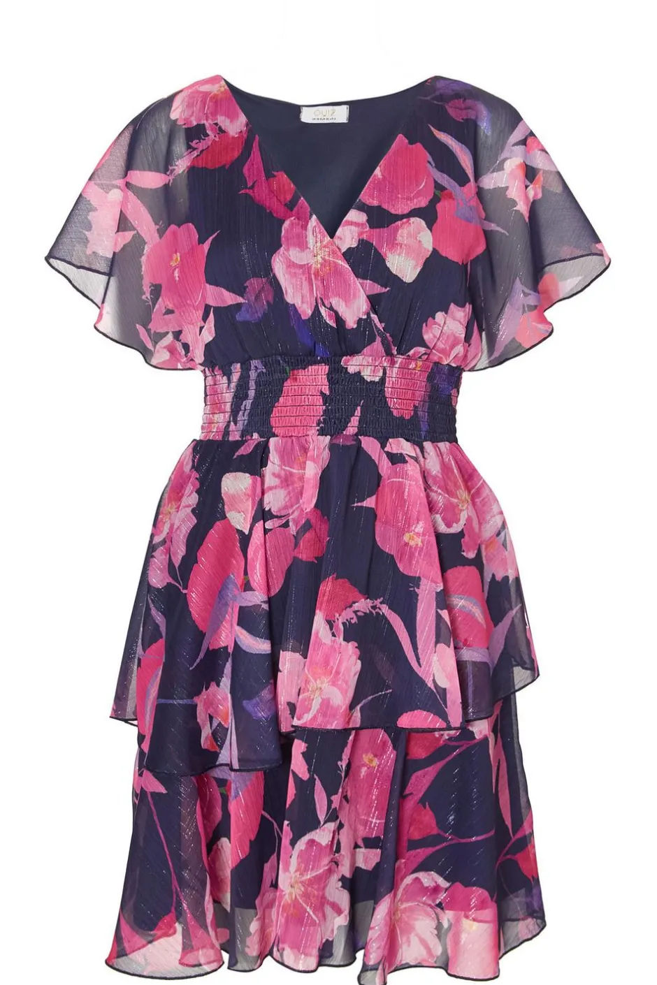 Quiz Navy Chiffon Tiered Mini Dress Sale