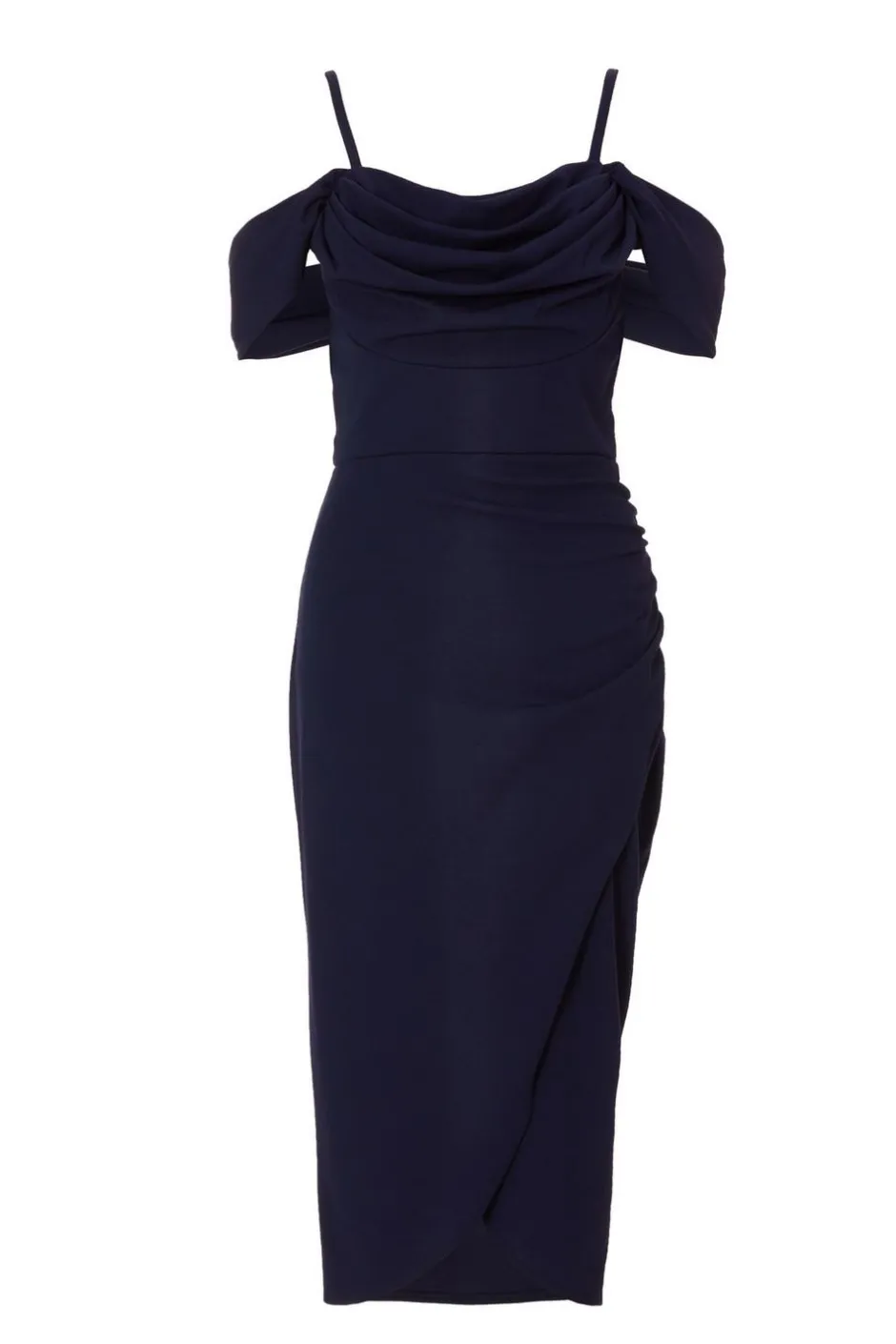 Quiz Cold Shoulder Midi Dress Navy Online