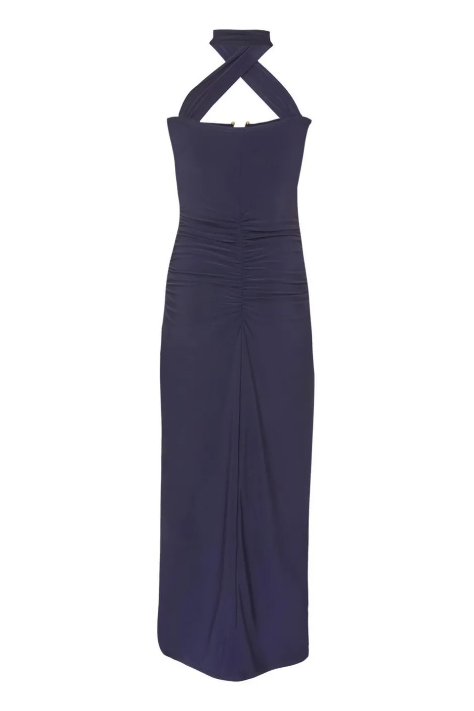Quiz Collar Detail Ruched Midaxi Dress Navy Sale