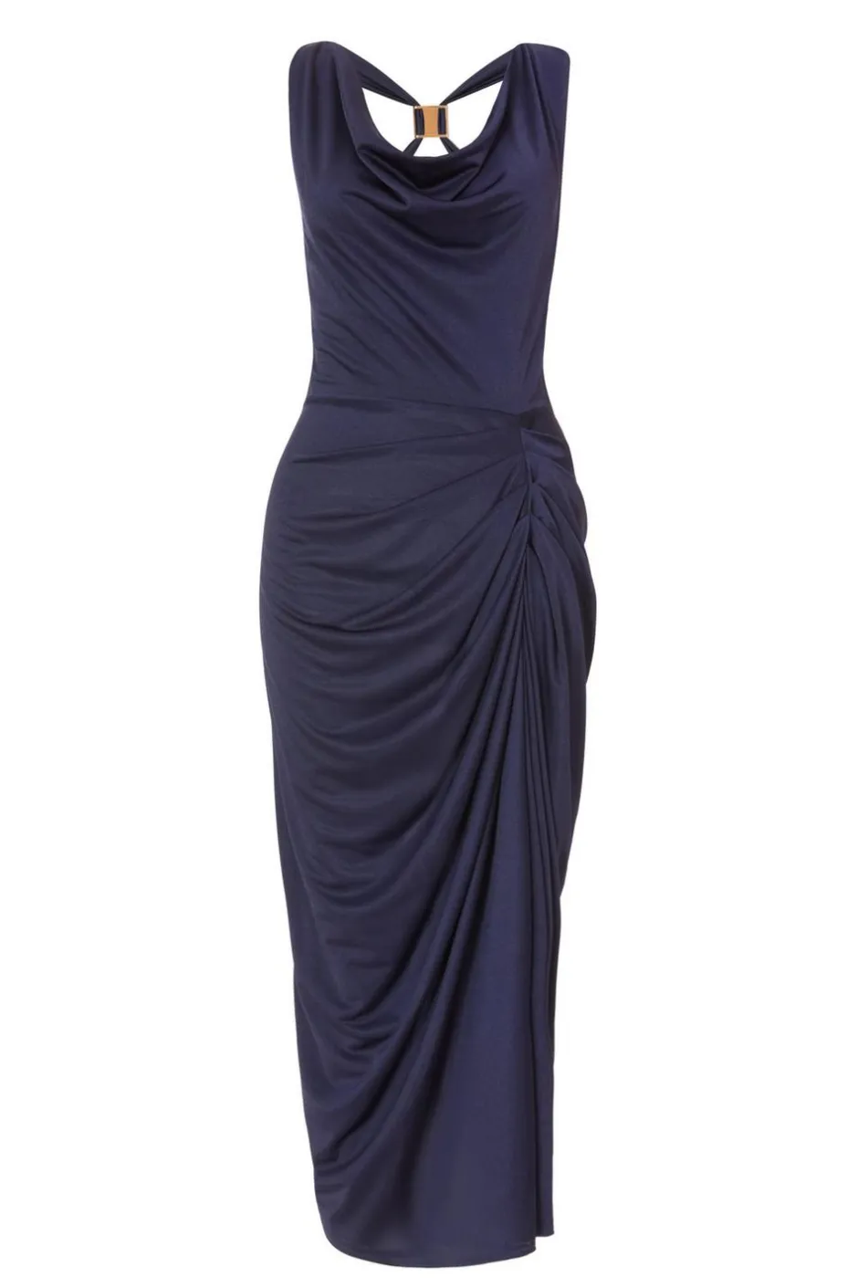 Quiz Cowl Neck Midi Dress Navy Discount