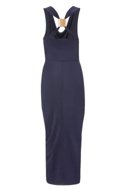 Quiz Cowl Neck Midi Dress Navy Discount