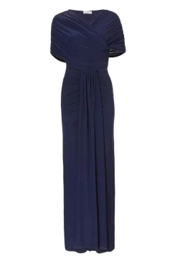 Quiz Navy Cross Front Ruched Maxi Dress