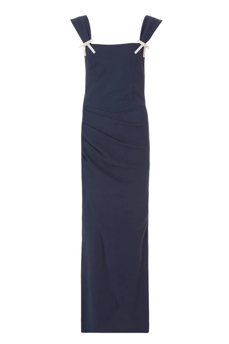 Quiz Navy Diamante Bow Maxi Dress Clearance