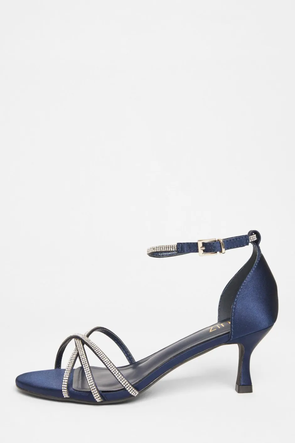 Quiz Diamante Cross Strap Heels Navy Hot