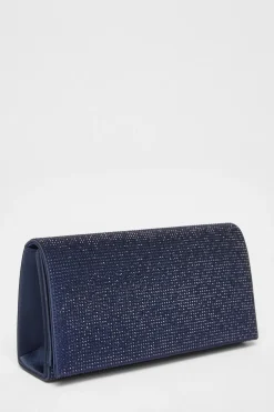 Quiz Navy Diamante Embellished Clutch Bag Sale